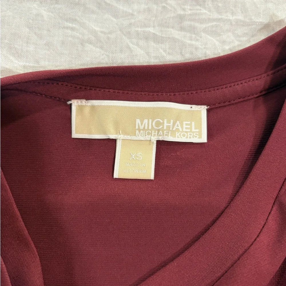 Michael Kors Red Maroon Long Sleeve Cold Shoulder Top Women XS